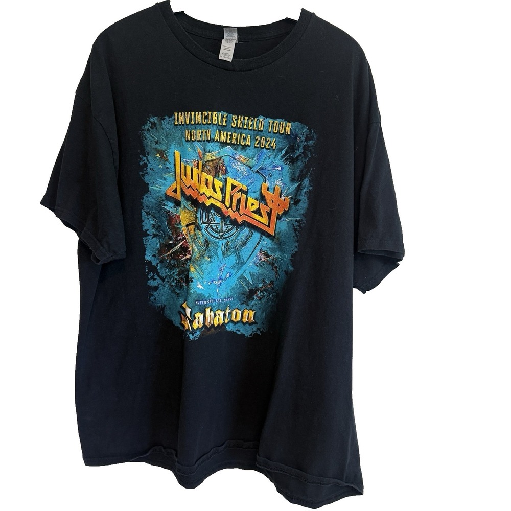 Judas Priest Mens Invincible Shield Tour 2024 T-Shirt 2XL Classic Hard Rock Band